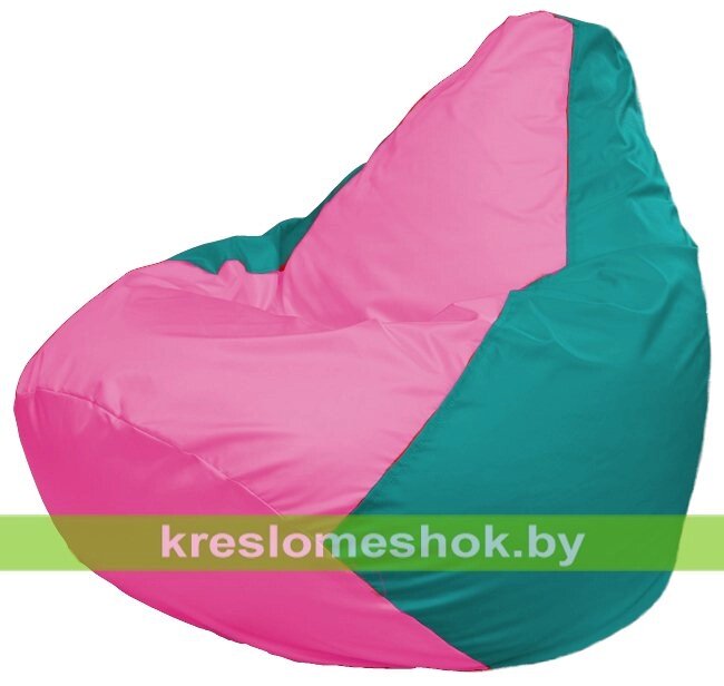 Кресло-мешок Груша Макси Г2.1-204 (основа бирюзовая, вставка розовая) от компании Интернет-магазин "Kreslomeshok" - фото 1