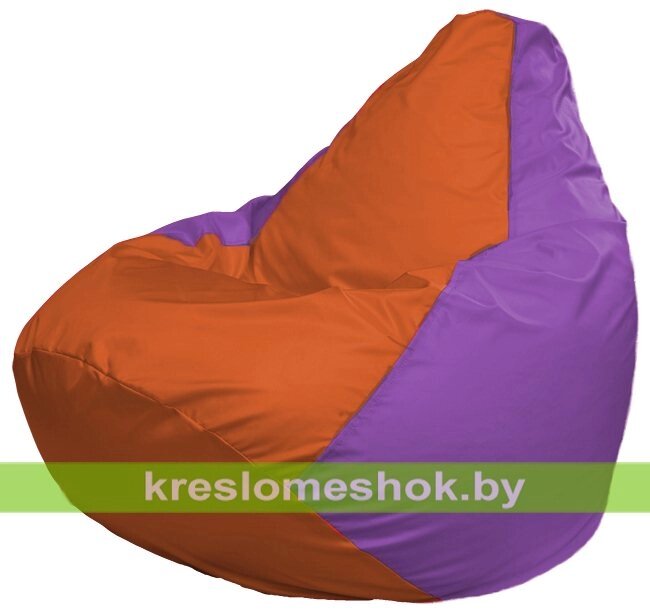 Кресло-мешок Груша Макси Г2.1-206 (основа сиреневая, вставка оранжевая) от компании Интернет-магазин "Kreslomeshok" - фото 1