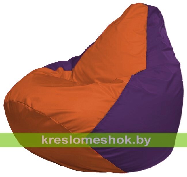 Кресло-мешок Груша Макси Г2.1-208 (основа фиолетовая, вставка оранжевая) от компании Интернет-магазин "Kreslomeshok" - фото 1