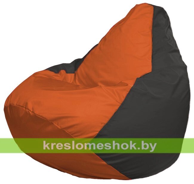 Кресло-мешок Груша Макси Г2.1-210 (основа серая тёмная, вставка оранжевая) от компании Интернет-магазин "Kreslomeshok" - фото 1