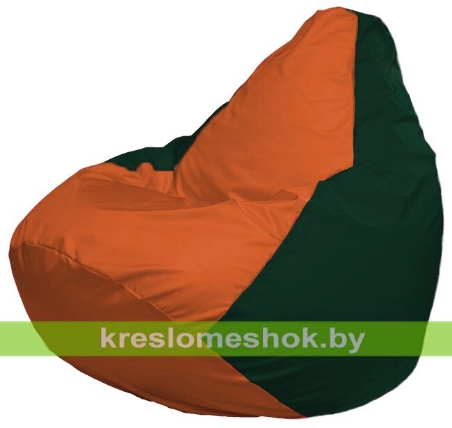 Кресло-мешок Груша Макси Г2.1-212 (основа зелёная тёмная, вставка оранжевая от компании Интернет-магазин "Kreslomeshok" - фото 1