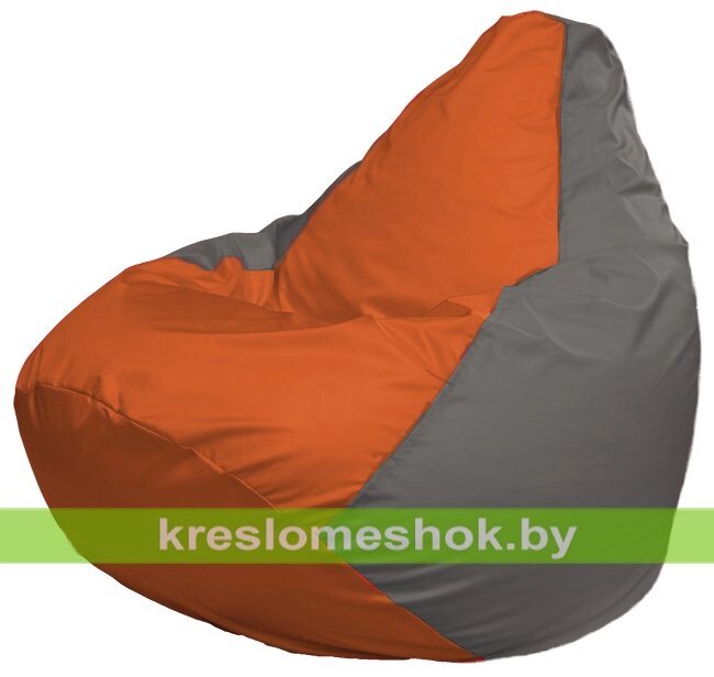 Кресло-мешок Груша Макси Г2.1-214 (основа серая, вставка оранжевая) от компании Интернет-магазин "Kreslomeshok" - фото 1