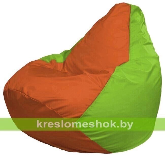 Кресло-мешок Груша Макси Г2.1-215 (основа салатовая, вставка оранжевая) от компании Интернет-магазин "Kreslomeshok" - фото 1