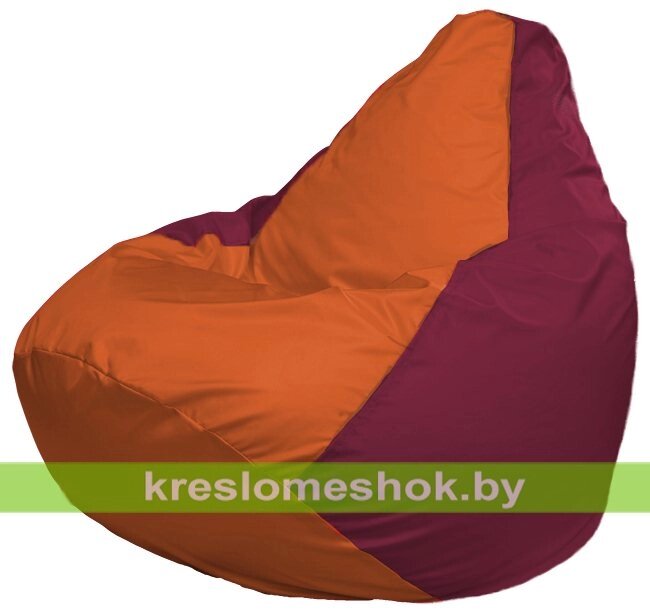 Кресло-мешок Груша Макси Г2.1-222 (основа бордовая, вставка оранжевая) от компании Интернет-магазин "Kreslomeshok" - фото 1
