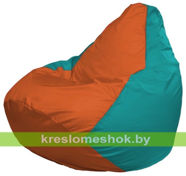 Кресло-мешок Груша Макси Г2.1-223 (основа бирюзовая, вставка оранжевая) от компании Интернет-магазин "Kreslomeshok" - фото 1