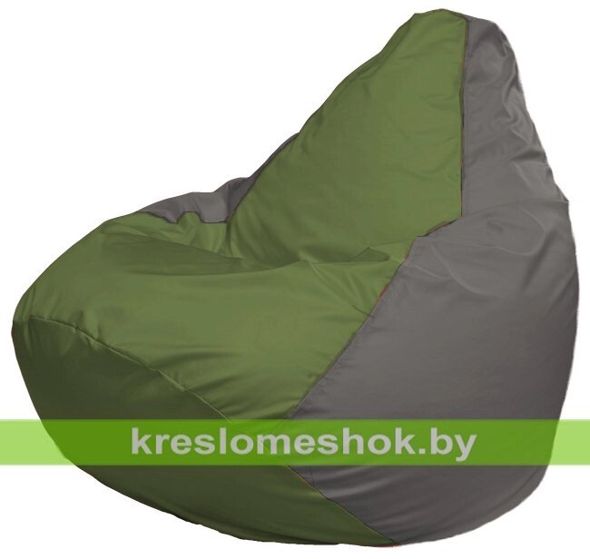 Кресло-мешок Груша Макси Г2.1-224 (основа серая, вставка оливковая) от компании Интернет-магазин "Kreslomeshok" - фото 1
