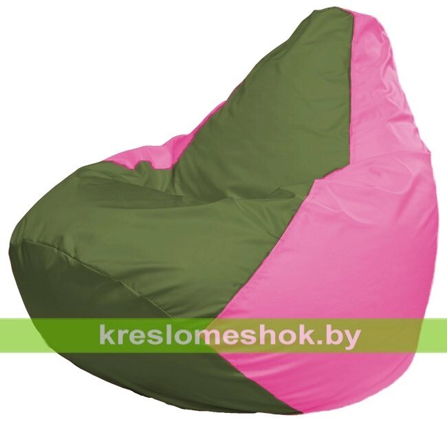 Кресло-мешок Груша Макси Г2.1-226 (основа розовая, вставка оливковая) от компании Интернет-магазин "Kreslomeshok" - фото 1