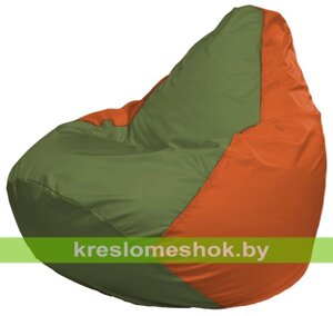 Кресло-мешок Груша Макси Г2.1-227 (основа оранжевая, вставка оливковая)