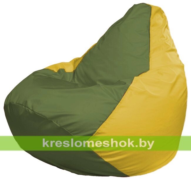 Кресло-мешок Груша Макси Г2.1-228 (основа жёлтая, вставка оливковая) от компании Интернет-магазин "Kreslomeshok" - фото 1
