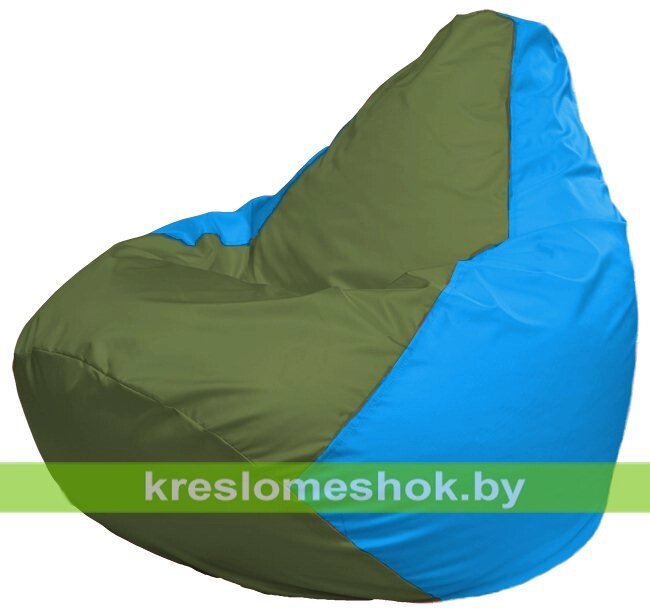 Кресло-мешок Груша Макси Г2.1-229 (основа голубая, вставка оливковая) от компании Интернет-магазин "Kreslomeshok" - фото 1