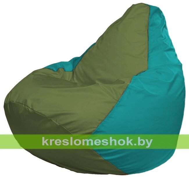 Кресло-мешок Груша Макси Г2.1-230 (основа бирюзовая, вставка оливковая) от компании Интернет-магазин "Kreslomeshok" - фото 1