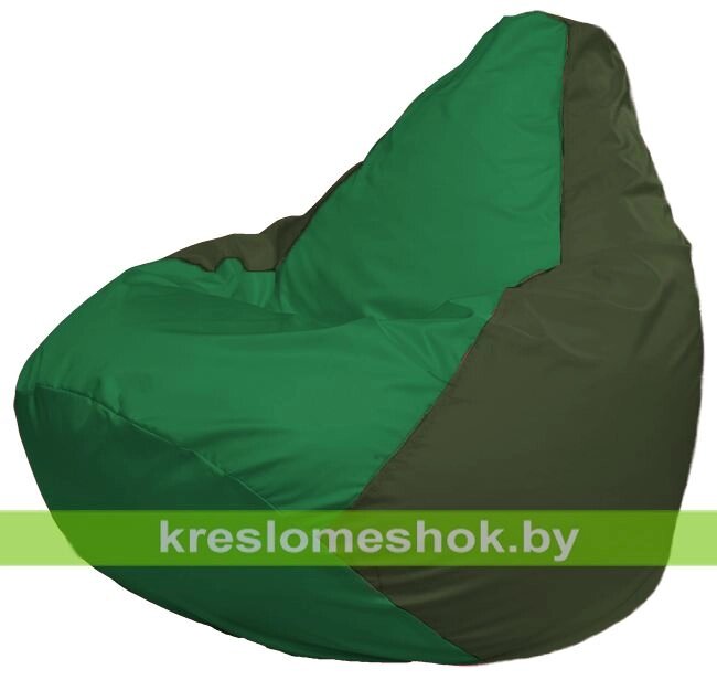 Кресло-мешок Груша Макси Г2.1-236 (основа оливковая тёмная, вставка зелёная) от компании Интернет-магазин "Kreslomeshok" - фото 1