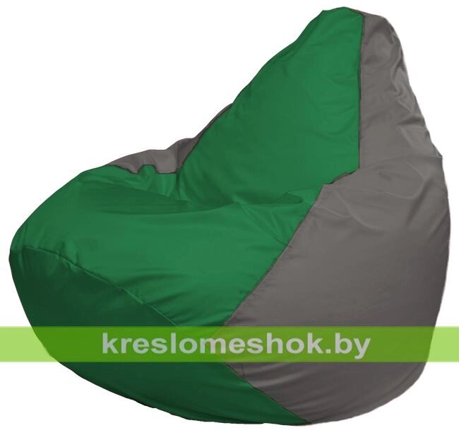 Кресло-мешок Груша Макси Г2.1-239 (основа серая, вставка зелёная) от компании Интернет-магазин "Kreslomeshok" - фото 1