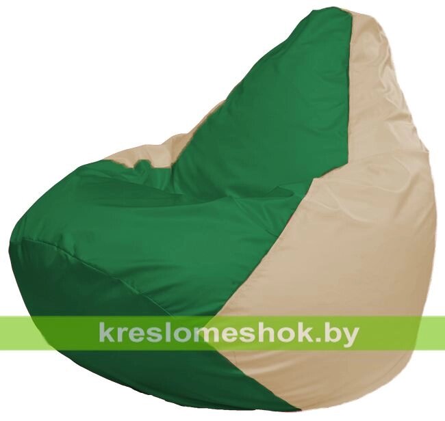 Кресло-мешок Груша Макси Г2.1-240 (основа бежевая, вставка зелёная) от компании Интернет-магазин "Kreslomeshok" - фото 1