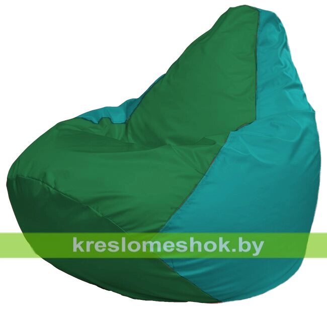 Кресло-мешок Груша Макси Г2.1-243 (основа бирюзовая, вставка зелёная) от компании Интернет-магазин "Kreslomeshok" - фото 1