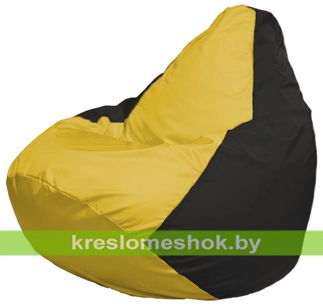 Кресло-мешок Груша Макси Г2.1-245 (основа чёрная, вставка жёлтая) от компании Интернет-магазин "Kreslomeshok" - фото 1