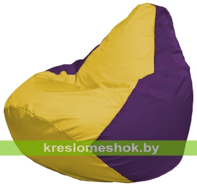Кресло-мешок Груша Макси Г2.1-247 (основа фиолетовая, вставка жёлтая) от компании Интернет-магазин "Kreslomeshok" - фото 1