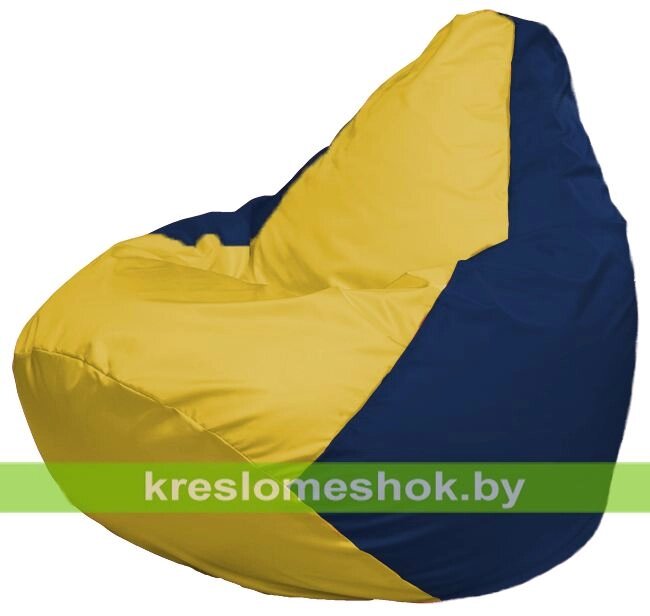 Кресло-мешок Груша Макси Г2.1-248 (основа синяя тёмная, вставка жёлтая) от компании Интернет-магазин "Kreslomeshok" - фото 1