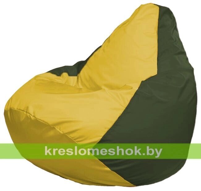 Кресло-мешок Груша Макси Г2.1-250 (основа оливковая тёмная, вставка жёлтая) от компании Интернет-магазин "Kreslomeshok" - фото 1