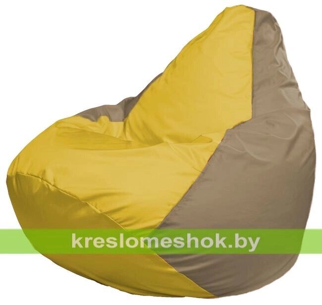 Кресло-мешок Груша Макси Г2.1-252 (основа бежевая тёмная, вставка жёлтая) от компании Интернет-магазин "Kreslomeshok" - фото 1
