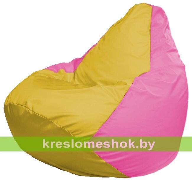Кресло-мешок Груша Макси Г2.1-257 (основа розовая, вставка жёлтая) от компании Интернет-магазин "Kreslomeshok" - фото 1