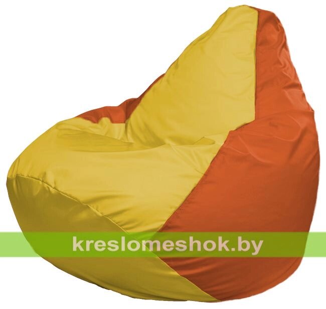 Кресло-мешок Груша Макси Г2.1-258 (основа оранжевая, вставка жёлтая) от компании Интернет-магазин "Kreslomeshok" - фото 1