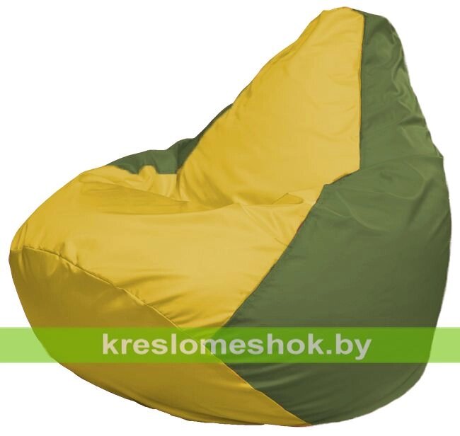 Кресло-мешок Груша Макси Г2.1-259 (основа оливковая, вставка жёлтая) от компании Интернет-магазин "Kreslomeshok" - фото 1