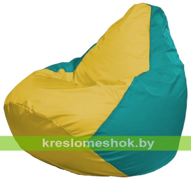 Кресло-мешок Груша Макси Г2.1-264 (основа бирюзовая, вставка жёлтая) от компании Интернет-магазин "Kreslomeshok" - фото 1