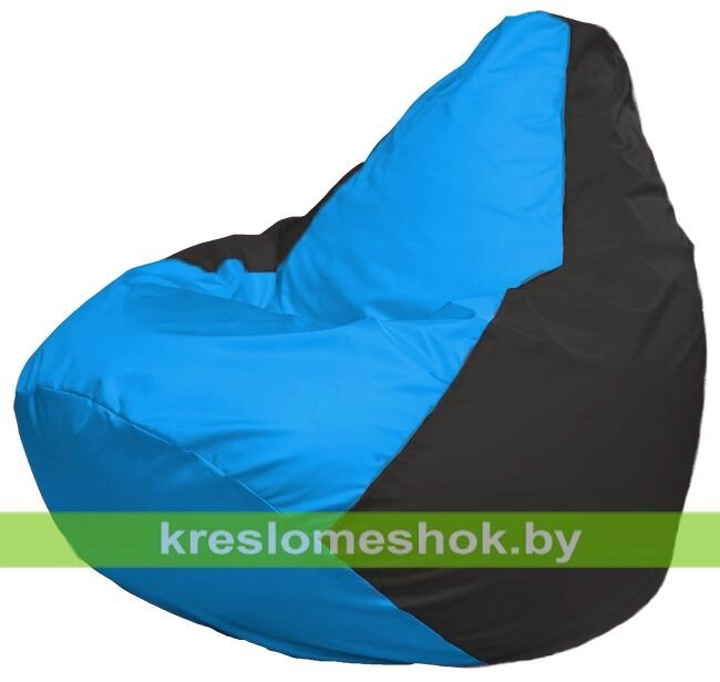 Кресло-мешок Груша Макси Г2.1-267 (основа чёрная, вставка голубая) от компании Интернет-магазин "Kreslomeshok" - фото 1