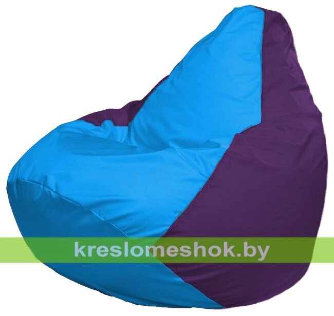 Кресло-мешок Груша Макси Г2.1-269 (основа фиолетовая, вставка голубая) от компании Интернет-магазин "Kreslomeshok" - фото 1
