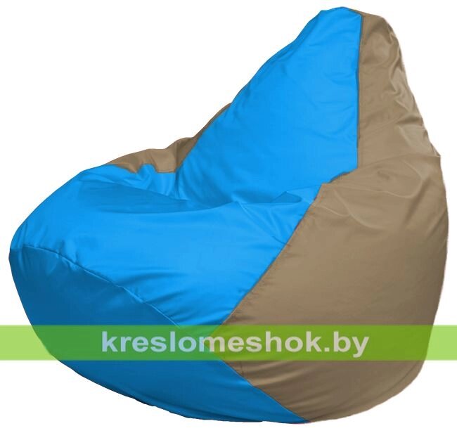 Кресло-мешок Груша Макси Г2.1-271 (основа бежевая тёмная, вставка голубая) от компании Интернет-магазин "Kreslomeshok" - фото 1