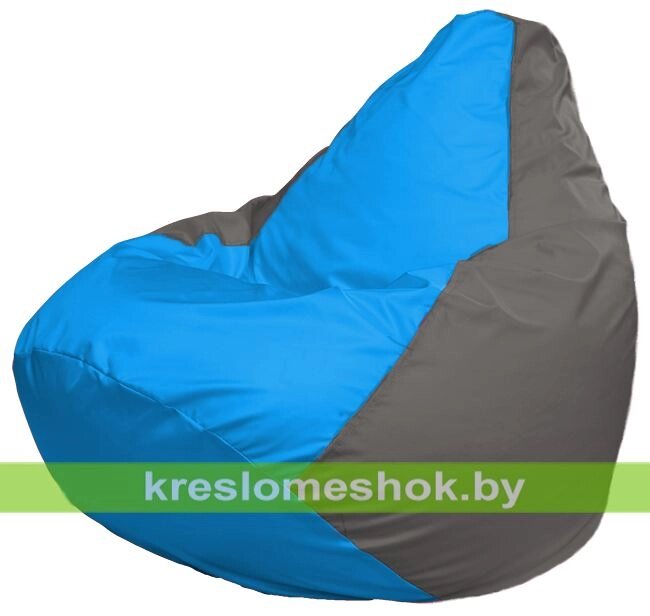 Кресло-мешок Груша Макси Г2.1-274 (основа серая, вставка голубая) от компании Интернет-магазин "Kreslomeshok" - фото 1