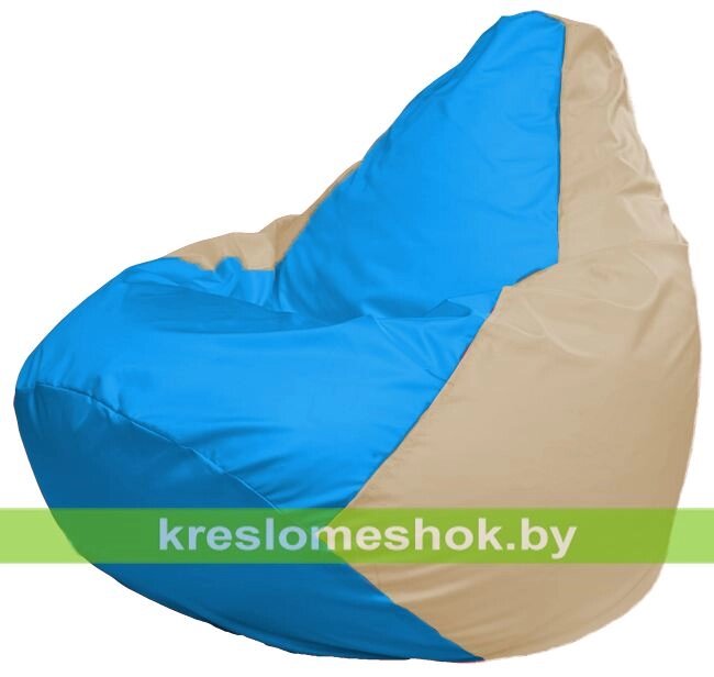 Кресло-мешок Груша Макси Г2.1-275 (основа бежевая, вставка голубая) от компании Интернет-магазин "Kreslomeshok" - фото 1