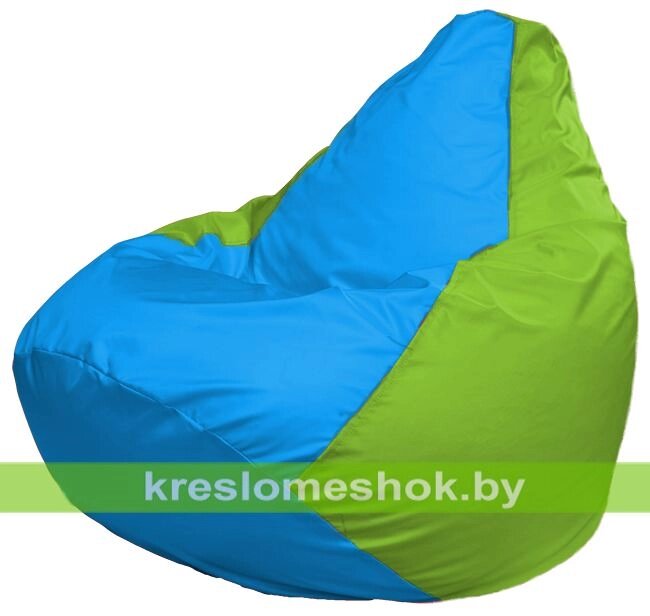 Кресло-мешок Груша Макси Г2.1-276 (основа салатовая, вставка голубая) от компании Интернет-магазин "Kreslomeshok" - фото 1