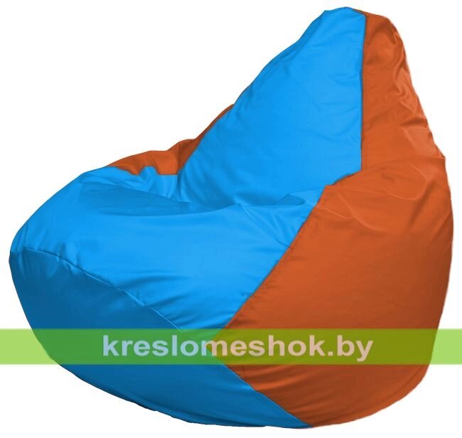 Кресло-мешок Груша Макси Г2.1-278 (основа оранжевая, вставка голубая) от компании Интернет-магазин "Kreslomeshok" - фото 1