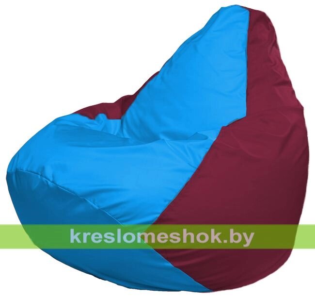 Кресло-мешок Груша Макси Г2.1-281 (основа бордовая, вставка голубая) от компании Интернет-магазин "Kreslomeshok" - фото 1