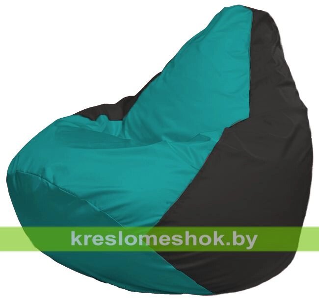 Кресло-мешок Груша Макси Г2.1-283 (основа чёрная, вставка бирюзовая) от компании Интернет-магазин "Kreslomeshok" - фото 1