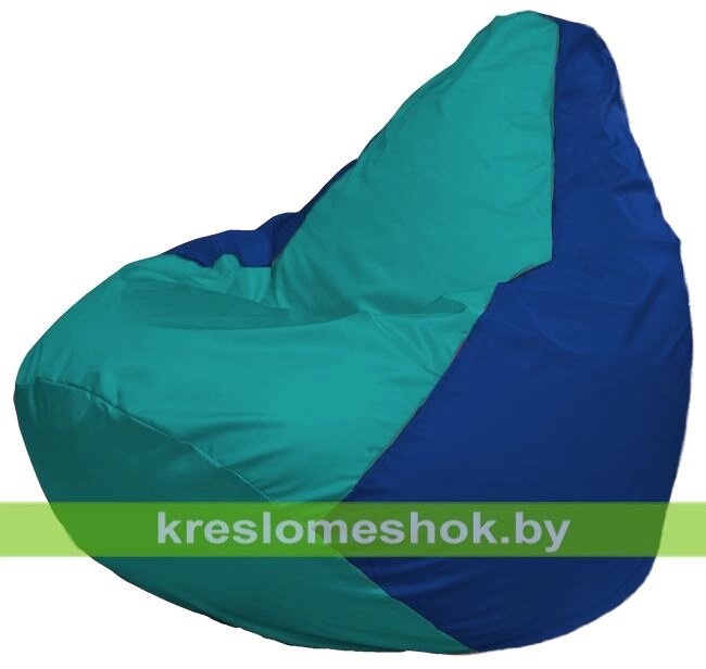 Кресло-мешок Груша Макси Г2.1-291 (основа синяя, вставка бирюзовая) от компании Интернет-магазин "Kreslomeshok" - фото 1