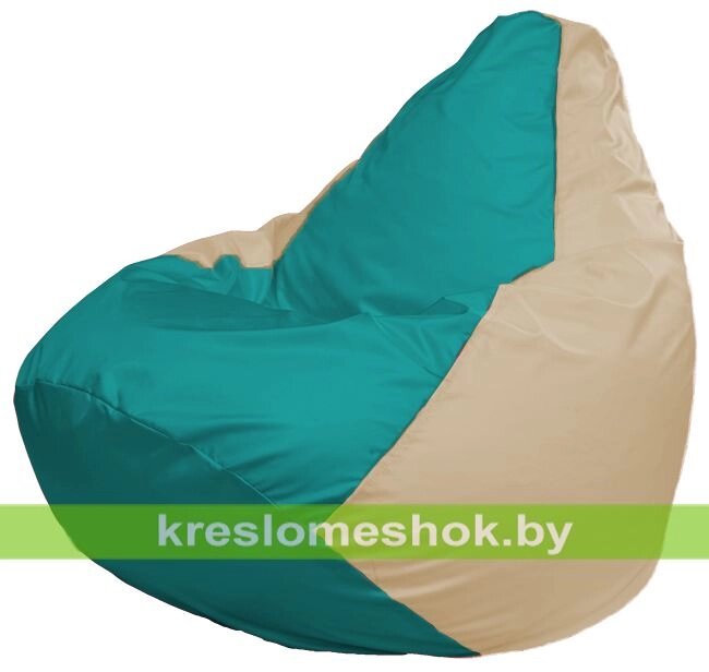 Кресло-мешок Груша Макси Г2.1-293 (основа бежевая, вставка бирюзовая) от компании Интернет-магазин "Kreslomeshok" - фото 1