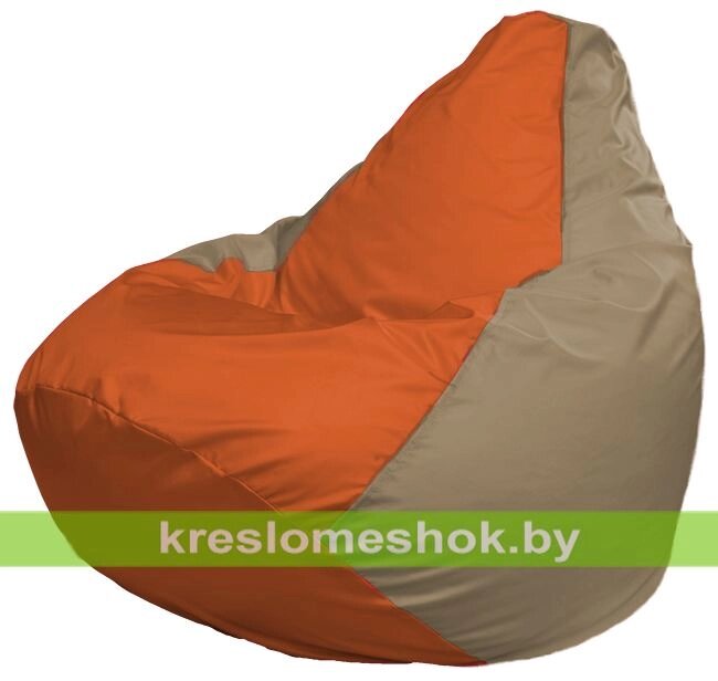 Кресло-мешок Груша Макси Г2.1-30 (основа оранжевая, вставка бежевая тёмная) от компании Интернет-магазин "Kreslomeshok" - фото 1