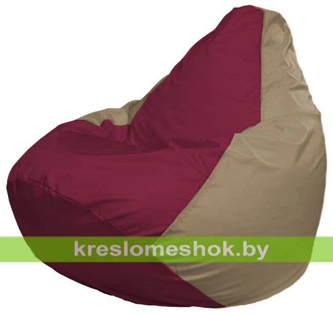 Кресло-мешок Груша Макси Г2.1-301 (основа бежевая тёмная, вставка бордовая) от компании Интернет-магазин "Kreslomeshok" - фото 1