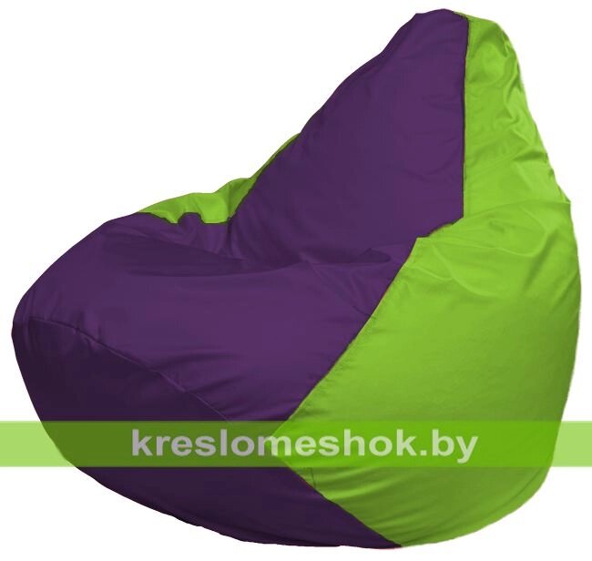 Кресло-мешок Груша Макси Г2.1-31 (основа салатовая, вставка фиолетовая) от компании Интернет-магазин "Kreslomeshok" - фото 1