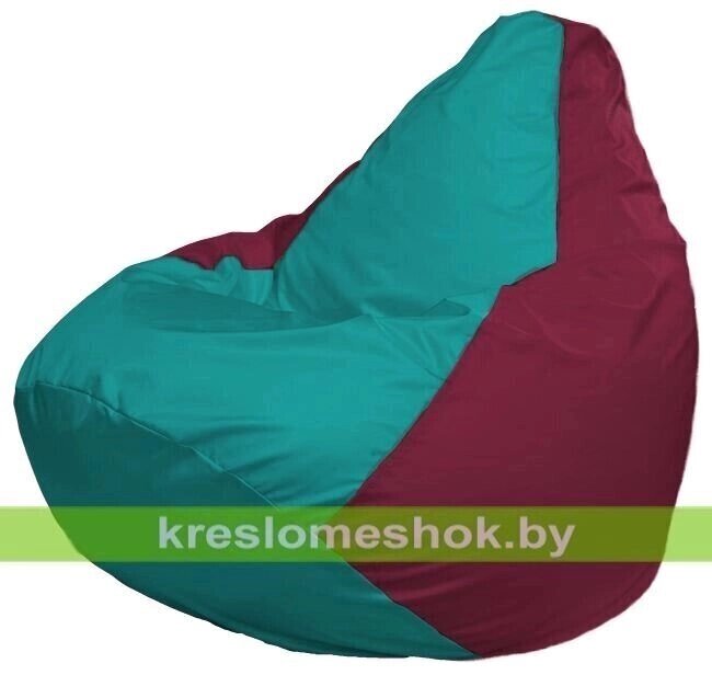 Кресло-мешок Груша Макси Г2.1-314 (основа бордовая, вставка бирюзовая) от компании Интернет-магазин "Kreslomeshok" - фото 1