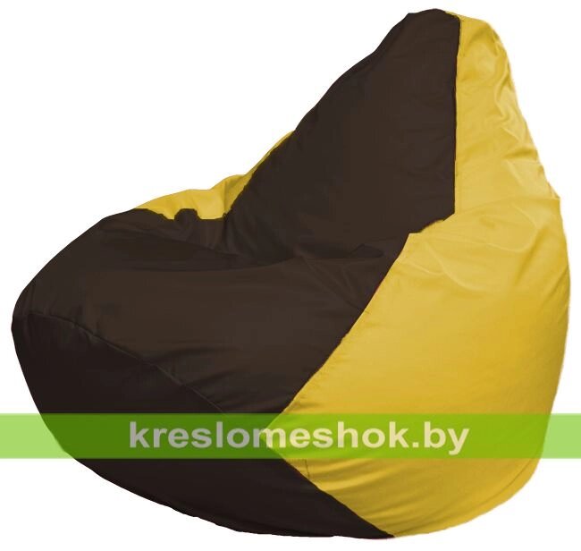 Кресло-мешок Груша Макси Г2.1-320 (основа жёлтая, вставка коричневая) от компании Интернет-магазин "Kreslomeshok" - фото 1