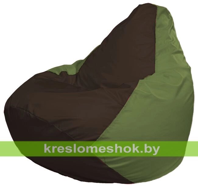 Кресло-мешок Груша Макси Г2.1-323 (основа оливковая, вставка коричневая) от компании Интернет-магазин "Kreslomeshok" - фото 1