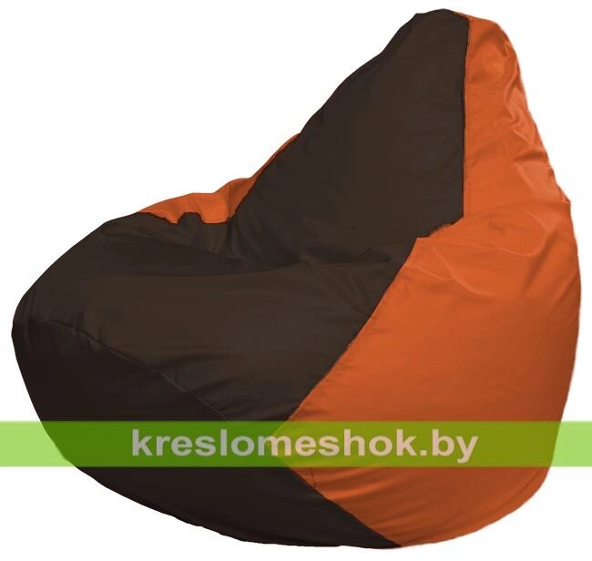 Кресло-мешок Груша Макси Г2.1-324 (основа оранжевая, вставка коричневая) от компании Интернет-магазин "Kreslomeshok" - фото 1