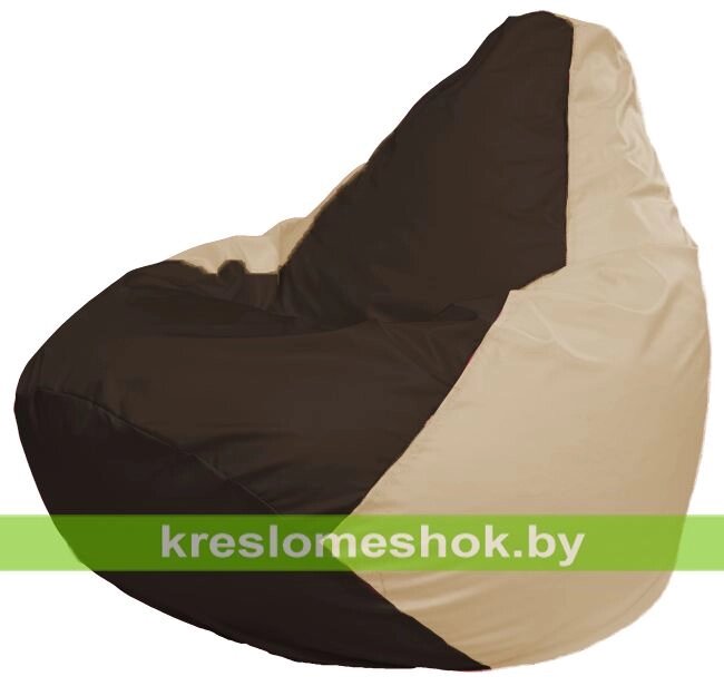 Кресло-мешок Груша Макси Г2.1-326 (основа бежевая, вставка коричневая) от компании Интернет-магазин "Kreslomeshok" - фото 1