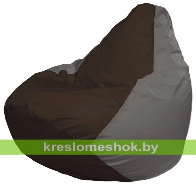Кресло-мешок Груша Макси Г2.1-327 (основа серая, вставка коричневая) от компании Интернет-магазин "Kreslomeshok" - фото 1