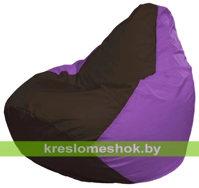 Кресло-мешок Груша Макси Г2.1-329 (основа сиреневая, вставка коричневая) от компании Интернет-магазин "Kreslomeshok" - фото 1