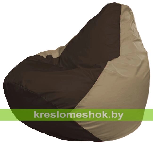 Кресло-мешок Груша Макси Г2.1-330 (основа бежевая тёмная, вставка коричневая) от компании Интернет-магазин "Kreslomeshok" - фото 1
